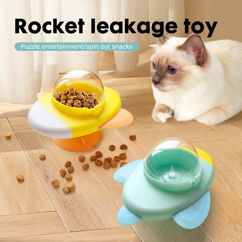 Rocket Shape Rotating Cat Dog  - Dog Puzzle Feeder Toy ulasan dan harga