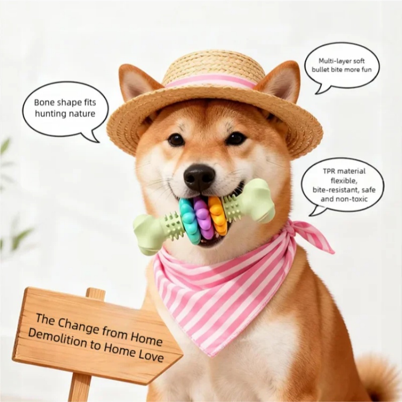 Durable TPR Dog Chew Toy Bone  - Teeth Cleaning Dog Chew Bone ulasan dan harga