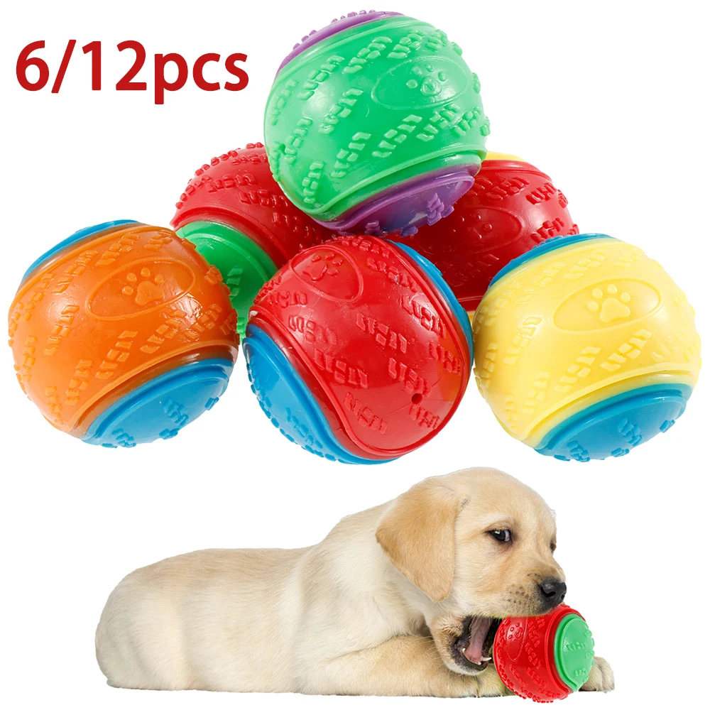 6/12Pcs Dog Squeaky Balls Toys - Interactive Squeaky Plush Dog Toy ulasan dan harga