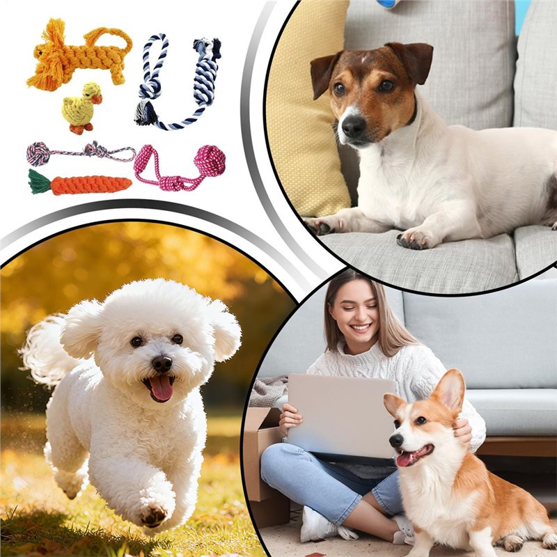 Rope For Dogs 6 Pieces Cotton  - Dog Rope Toy Aggressive Chewers ulasan dan harga