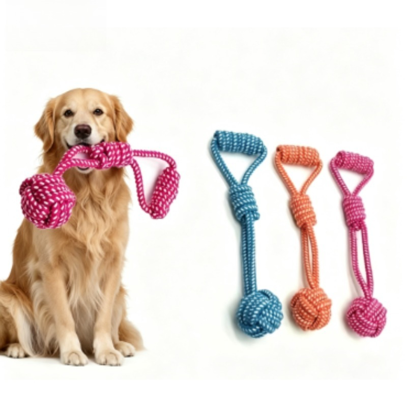 1PCS Knot Chew with Tennis Bal - Dog Rope Toy Aggressive Chewers ulasan dan harga