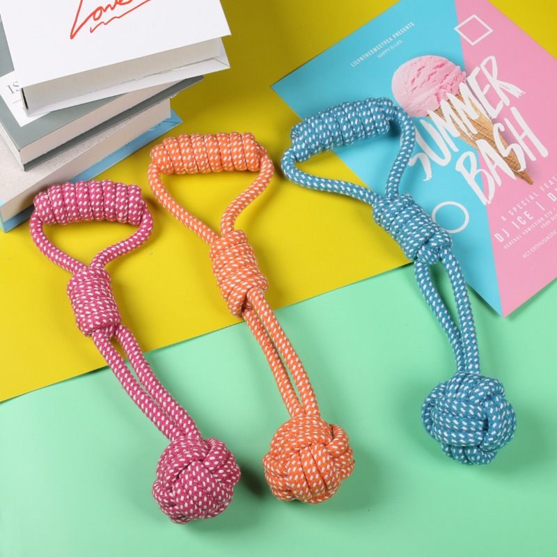 1PCS Knot Chew with Tennis Bal - Dog Rope Toy Aggressive Chewers ulasan dan harga