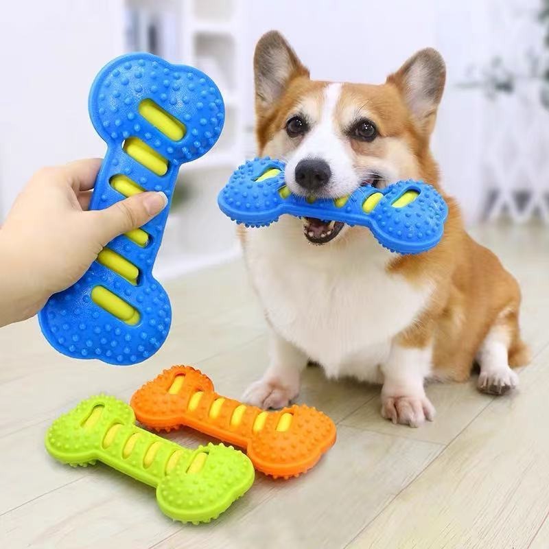 Durable Rubber Dog Chew Toy Sq - Teeth Cleaning Dog Chew Bone ulasan dan harga