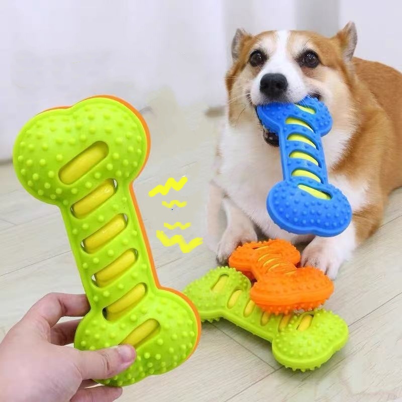 Durable Rubber Dog Chew Toy Sq - Teeth Cleaning Dog Chew Bone ulasan dan harga