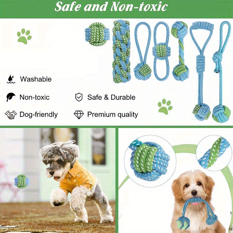 7pcs  Interactive Knot Toys Du - Dog Rope Toy Aggressive Chewers ulasan dan harga