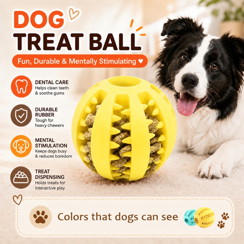 1 Pcs Dog Treat Ball Interacti - Rubber Treat Dispensing Dog Toy ulasan dan harga