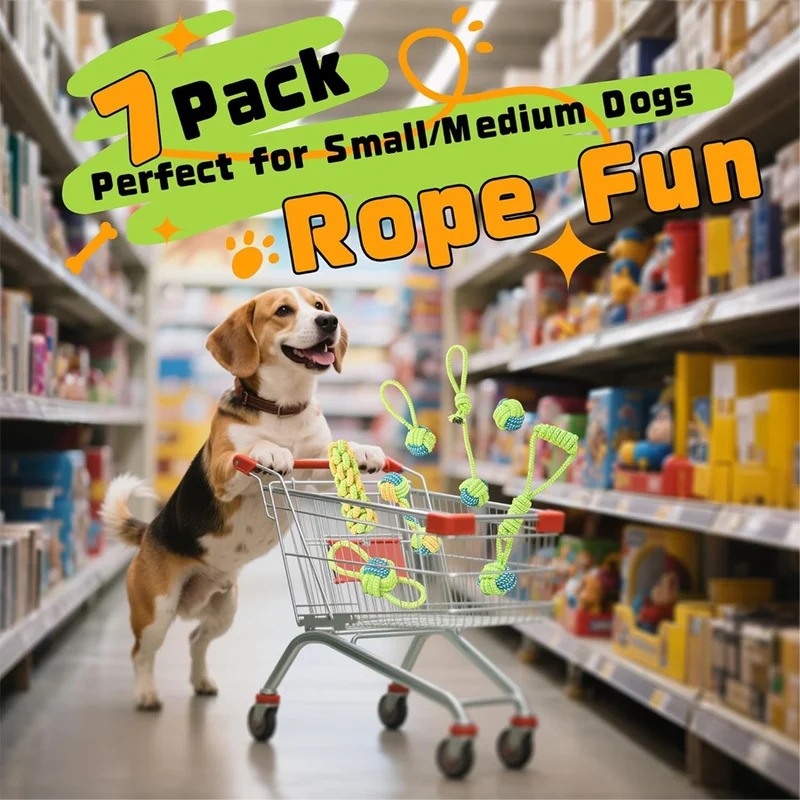 1/7 Pack Heavy Duty Dog Tug Ro - Dog Rope Toy Aggressive Chewers ulasan dan harga